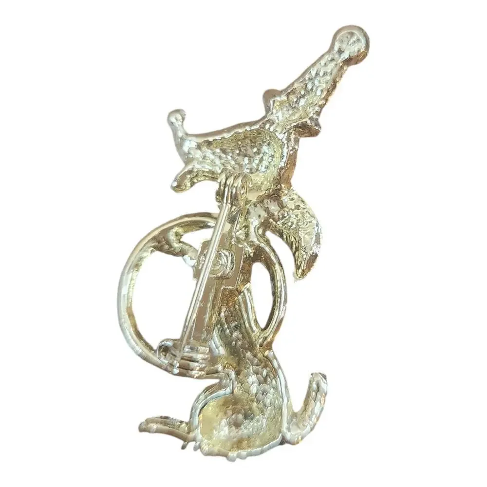 Volupte Circus Dog 1960's vintage gold tone pin 2in.‎ brooch with box